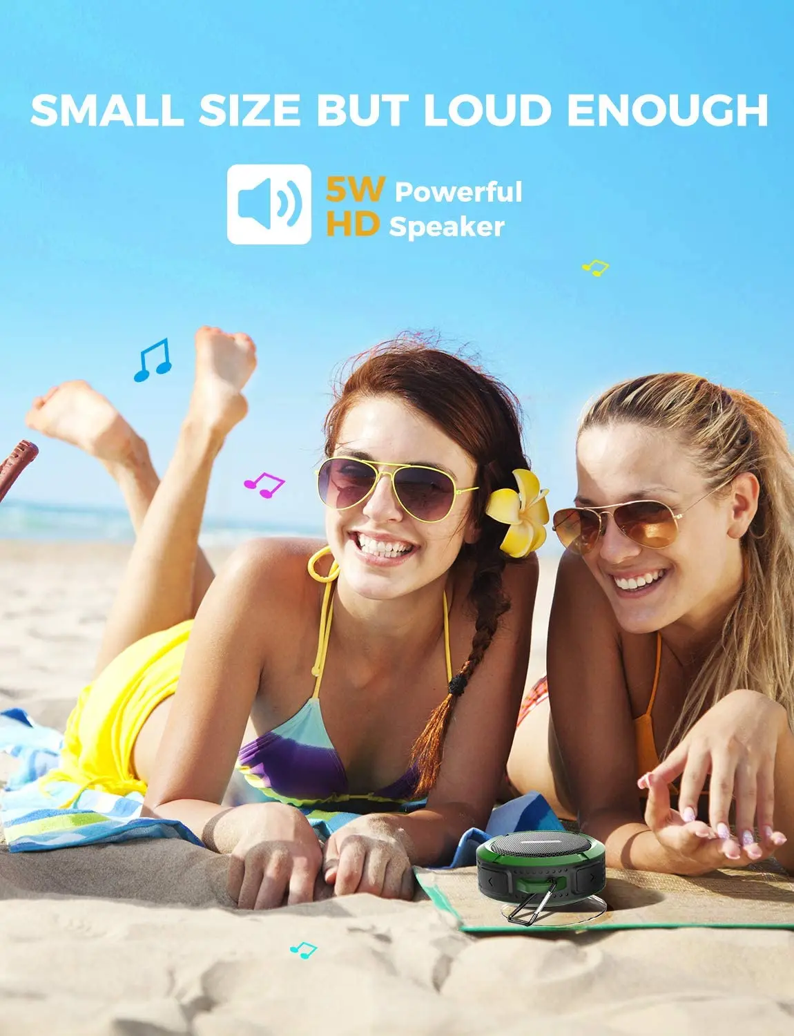 Outdoor Waterproof Wireless Speaker Mini Shower Travel bt Speaker with Loud Stereo Sound Suction Cup and Hook - ANKUX.COM