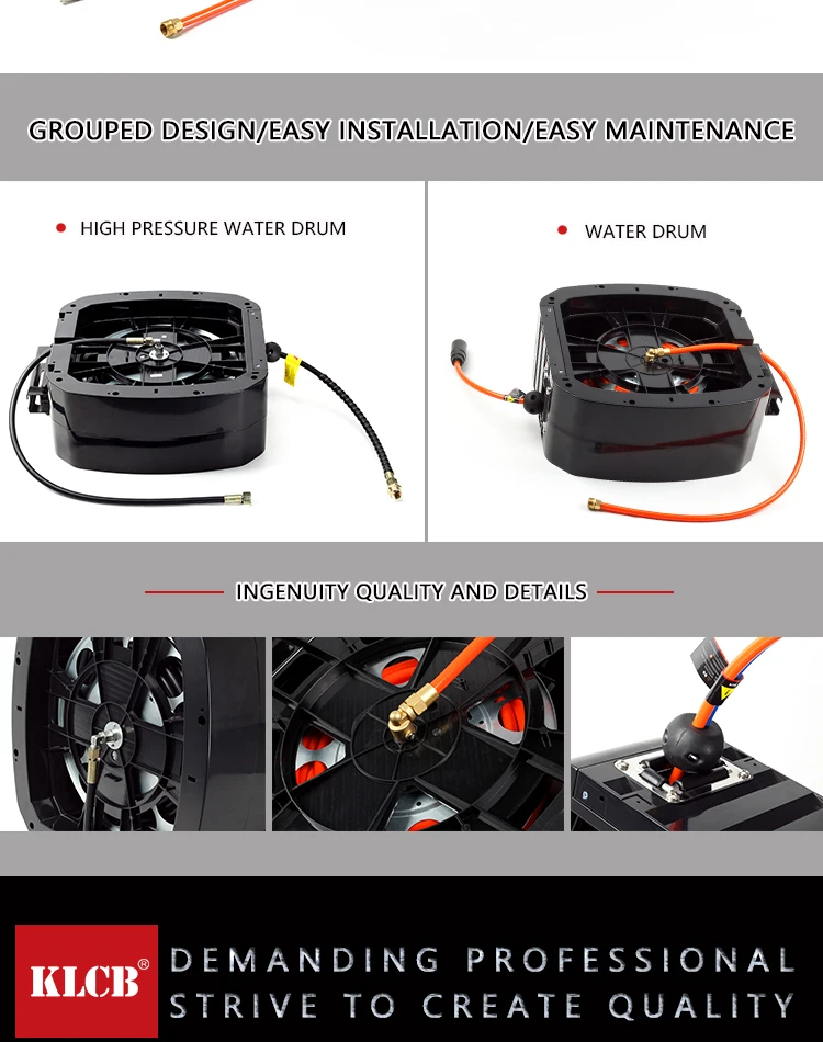KLCB-caja de carrete de manguera combinado de fábrica, carrete de manguera eléctrica de alta presión/agua/aire para tienda de detalles de coche