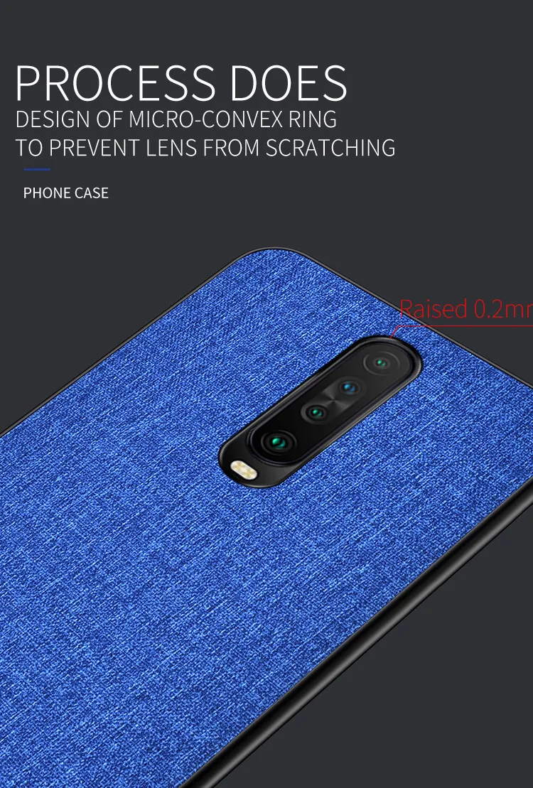 hot sale Shockproof PC Textile Cloth Back Cover Fabric Cell Phone Case for xiaomi redmi k30 k20 pro note 8T note 8 pro 8 7 6 7A manufacture