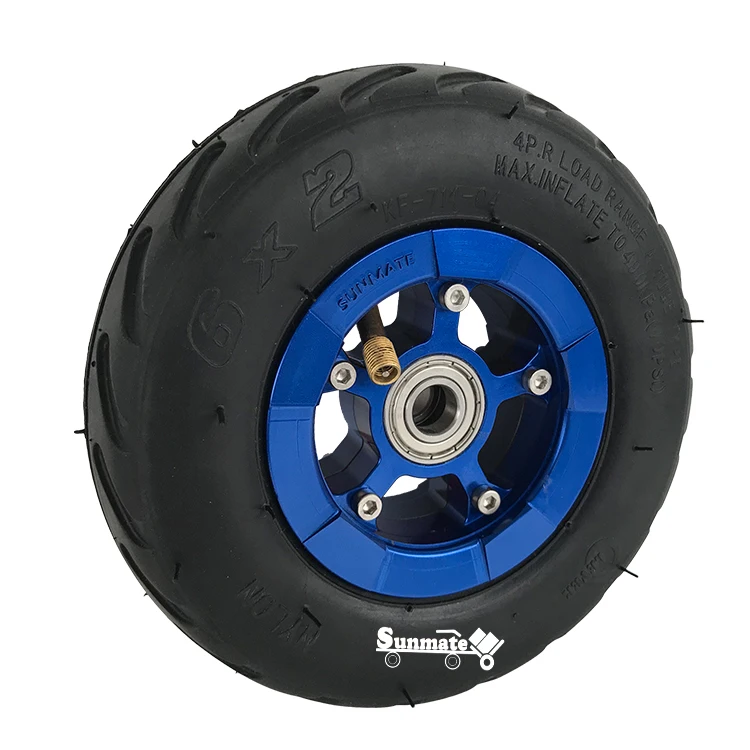6 X 2 Inch Aluminum Alloy Hub Scooter Trolley Cart Pneumatic Air Wheel