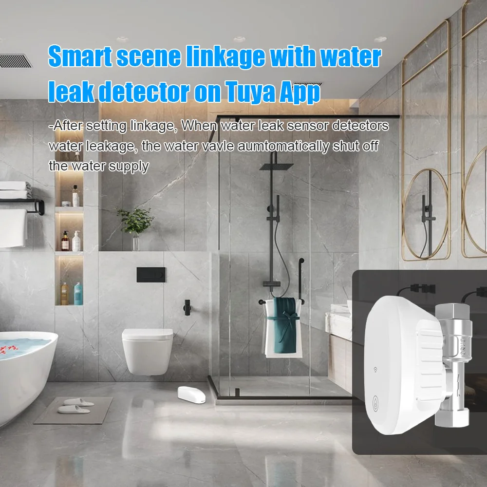 Tuya App-Controlled Smart Water Shutoff Valve WiFi Intelligent Home Device for Monitoring Water Consumption Temperature Leakage