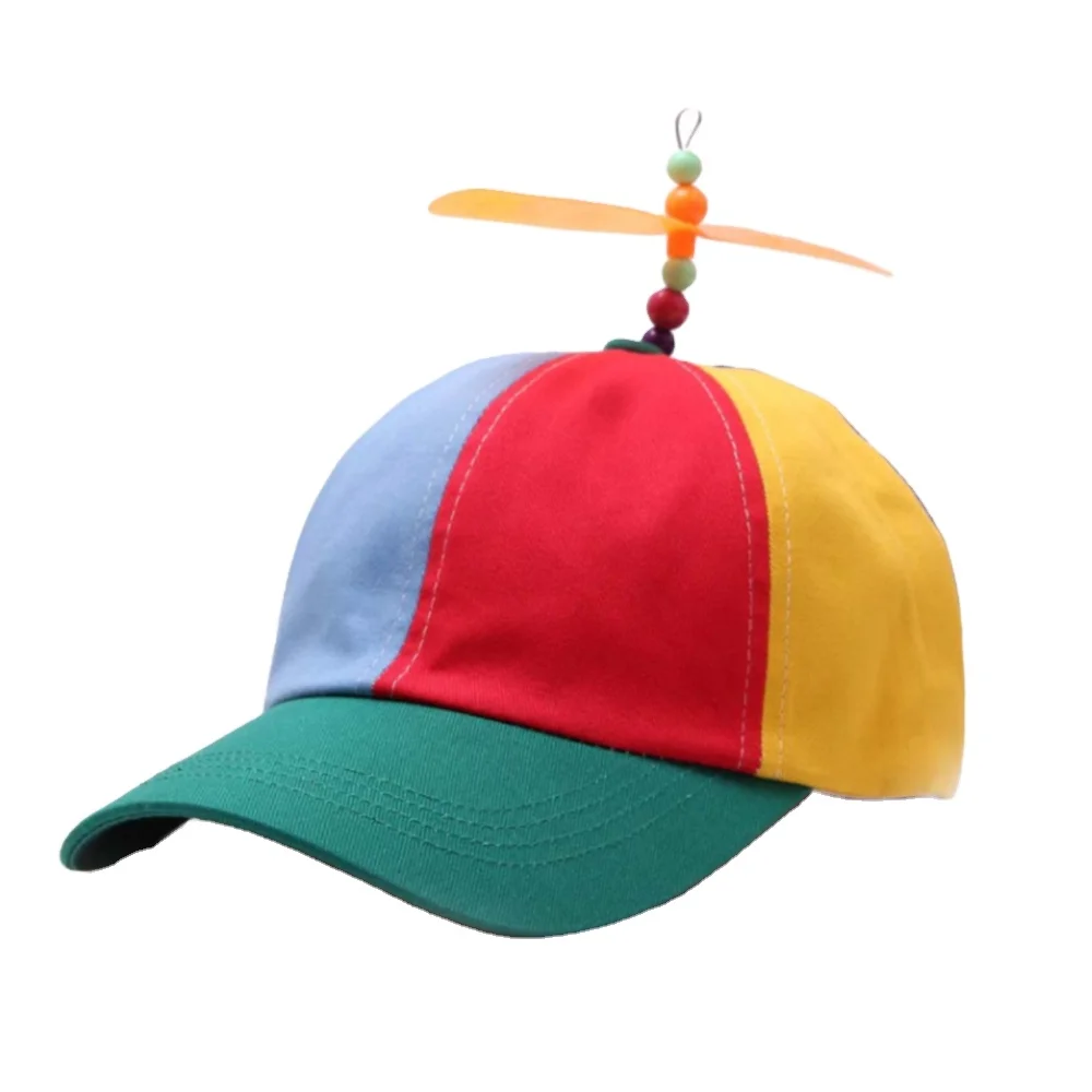 2020 Hot Fashion Adult Children Parent-child Fashion Baseball Propeller Helicopter Hat Rainbow Color Fancy Adjustable Unisex