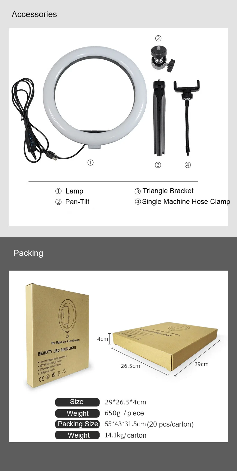 10 Inch Led Selfie Photographic Lighting Dimmable Selfie Ring Fill Light With Tripod Stand Ring Light