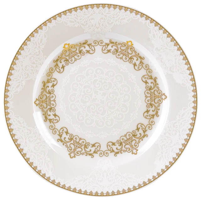 Cheap Pakistan 61pcs Luxury Porcelain Tableware For 6 People Gold Rim Bone China Dinner Set