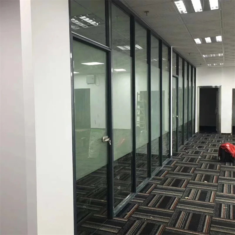 product integrated single glass partition with 80mm wall thickness  50mm aluminum frame   for offices schools hospitals-1