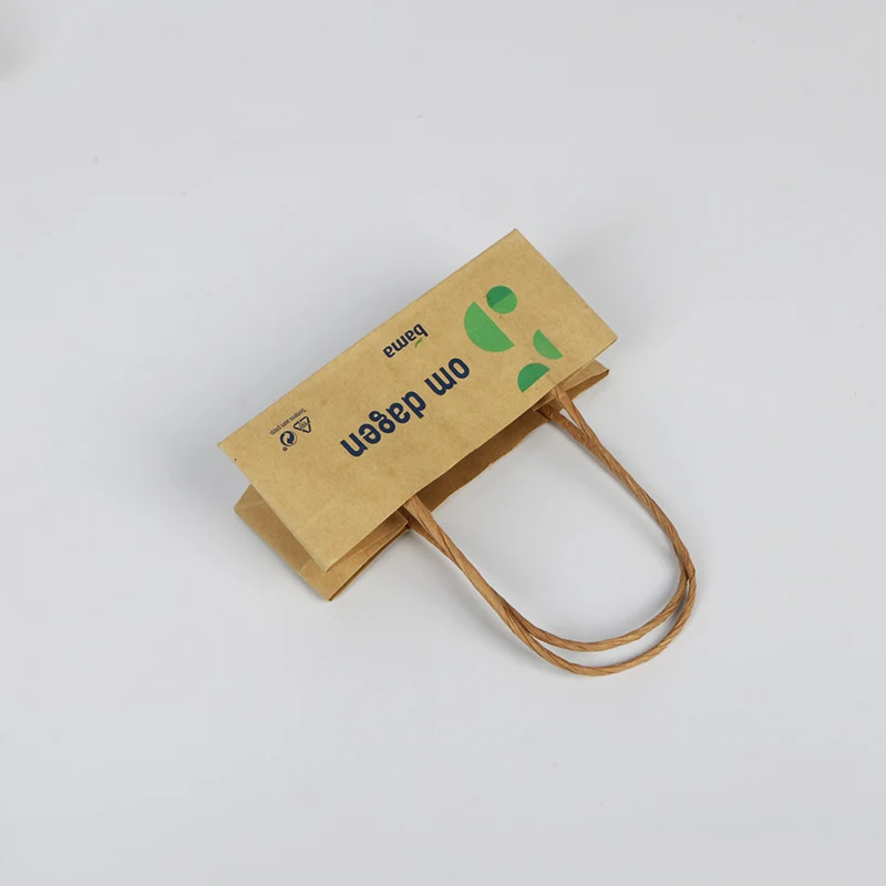 mini paper bag snack french fries recycled bag package brown kraft with twisted handle