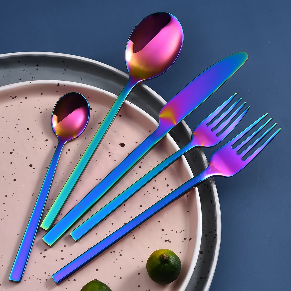 Ruitai-juego De Cubiertos Multicolor De Acero Inoxidable,Juego De