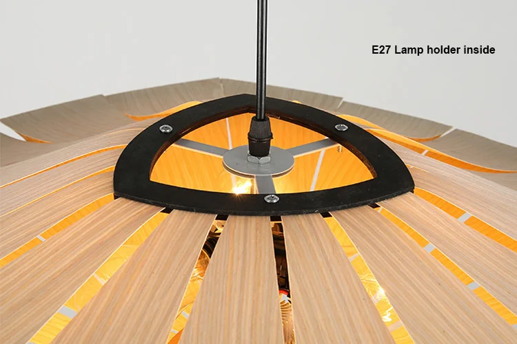 New design handmade wood  bamboo rattan weaving E27 LED sunflower modern deco pendant light