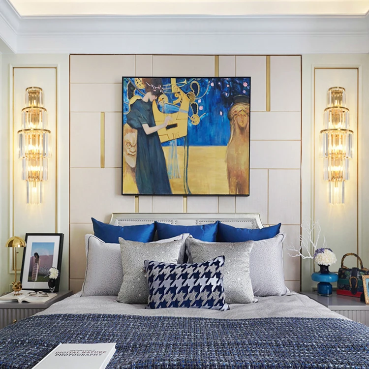 High quality factory gold crystal round square LED wall lamp