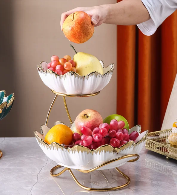 Modern Luxury Living Room Snack Plate And Dish Double Layer Snack Bowl