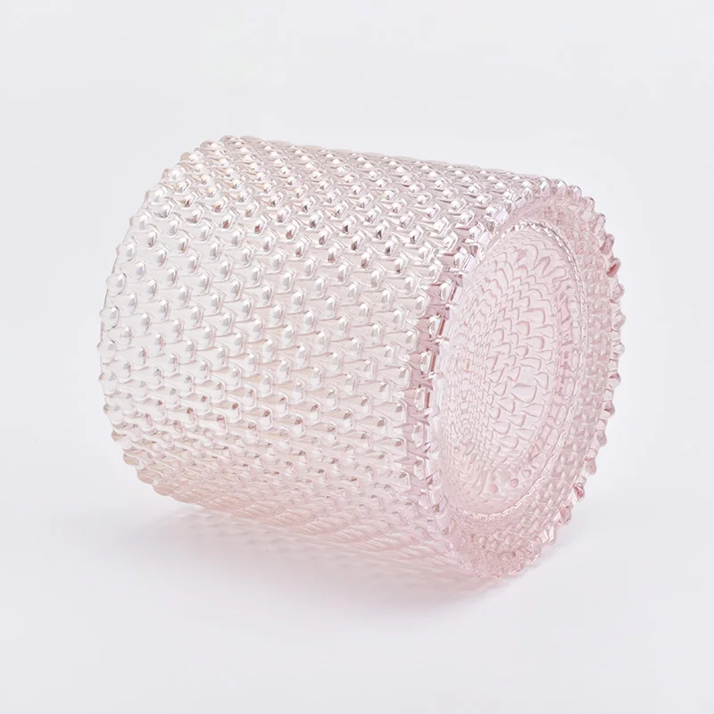 Pink Glass Candle Jar With Lids Wholesale