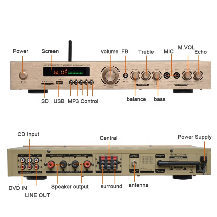 Home Theater Amplifier System 51 5.1 Amplifier Hifi Power Channel Audio