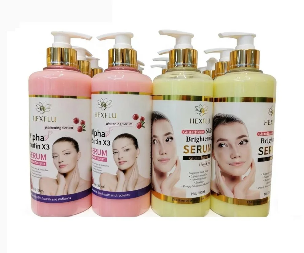 2 types of glutathione HEXFLU 2Types Alpha Arbutin X3 & Glutathione Whitening Serum 500ml Face Body Brightening Moisturizing Repair Dark Spots Fade OEM