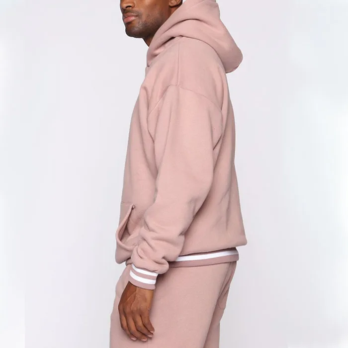 Fitness Apparel Men's Sports Sets Long Sleeves Cotton Pink Hoodie With ...