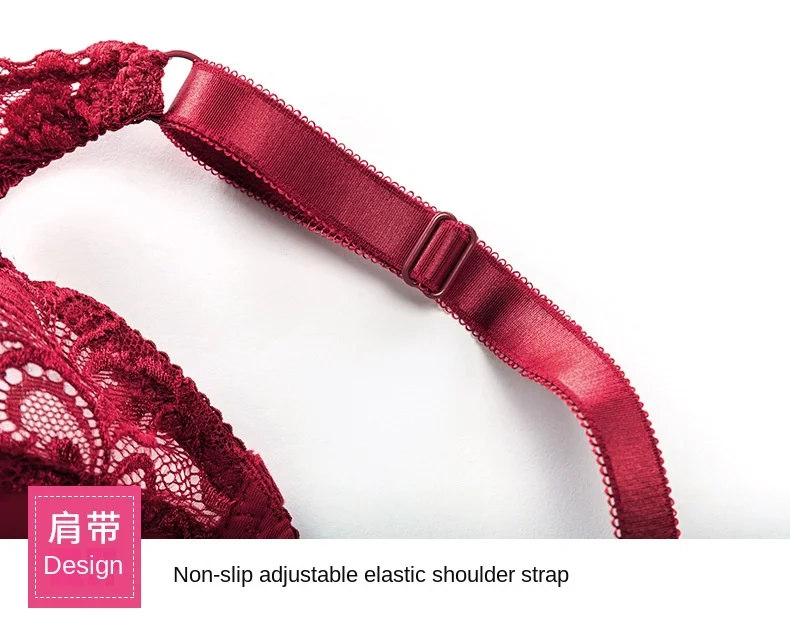 Ultra-Thin Large Size Steel Ring Bra Sexy Lace Lingerie with Adjustable Gathered Cups Breathable Feature for Foreign Trade