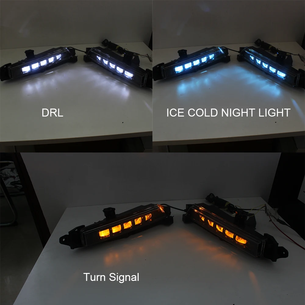 Car LED Fog Lamp DRL Daytime Running Lights White Amber Driving Light Fits For CRV 2017 Accessories