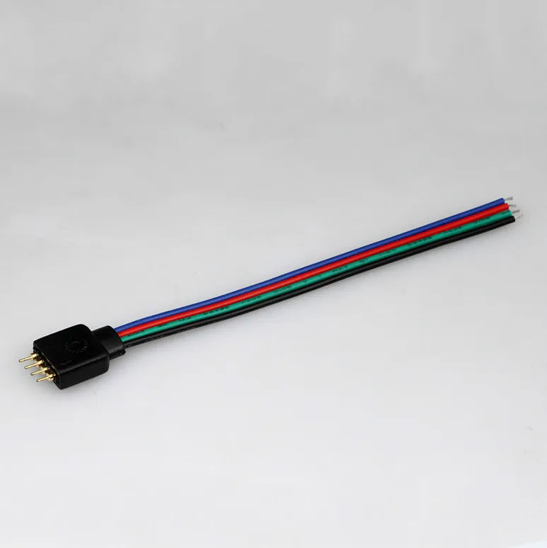 RGB 4 Pin Led Strip Connector 22AWG Wire Harness Jumper Male Connector Cable