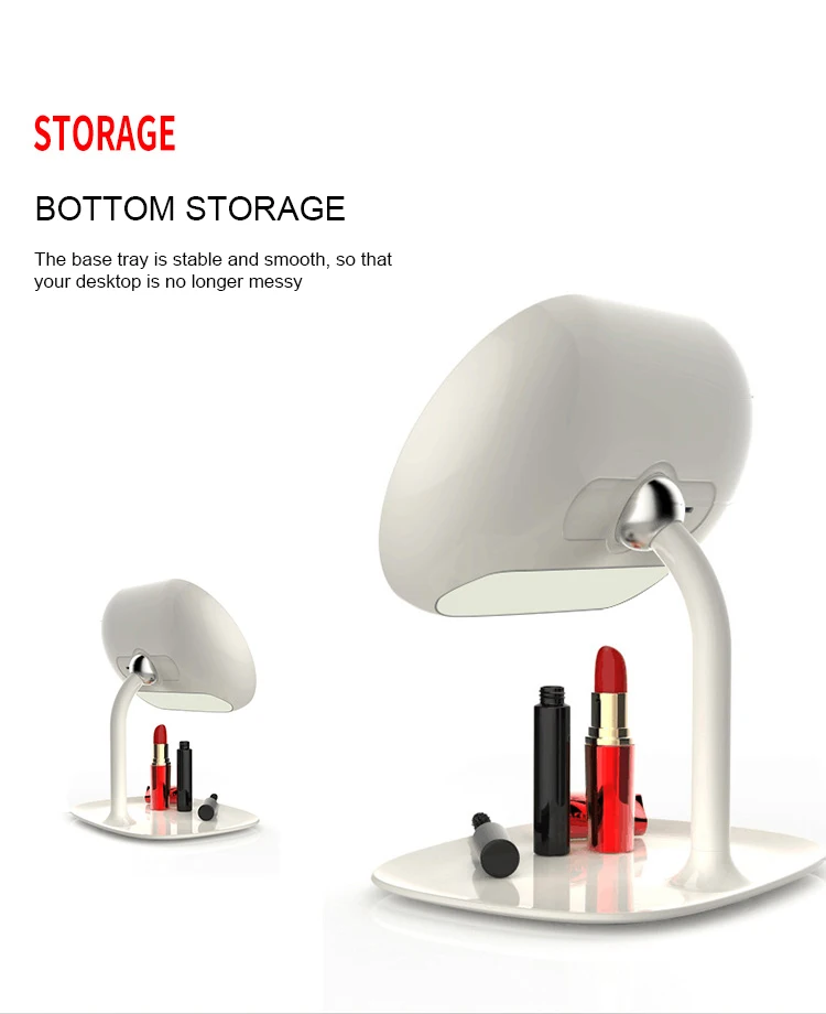 Hot Sell 360 Degree Rotating LED Lighting Table Lamps Usb Rechargeable Charger Touch Sensor Makeup Mirror