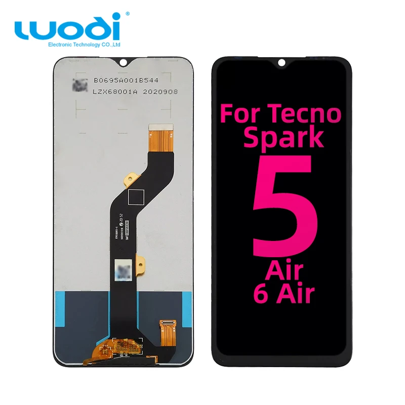 Tecno Camon 15 Air CD6 LCD assembly showing front glass, digitizer, and backlight layers