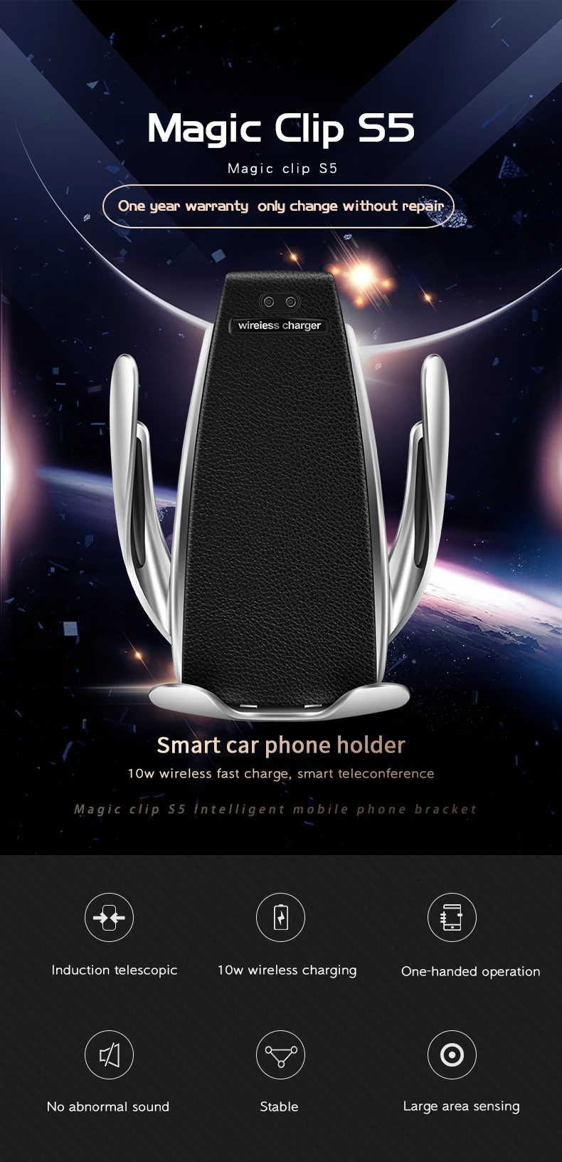 New Product Car Charger Factory Custom Wholesale Automatic Holder 4-6 Inches Mobiles Phone Holder 10W Fast Wireless Car Charger