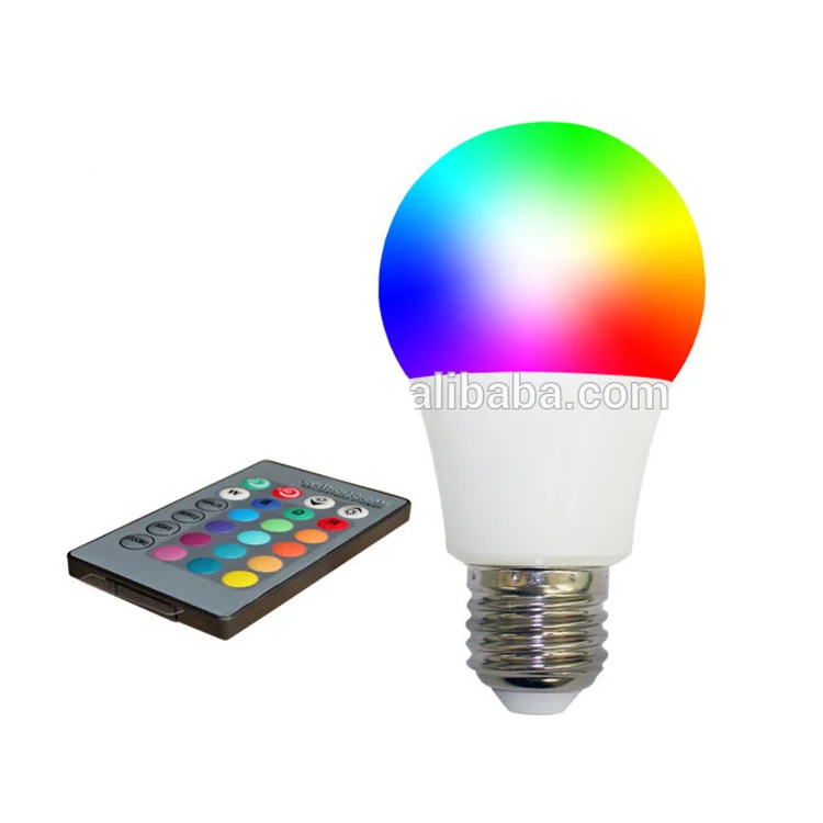 E27 rgb led colour bulbs 3W 5W 7W B22 GU10 with IR remote control