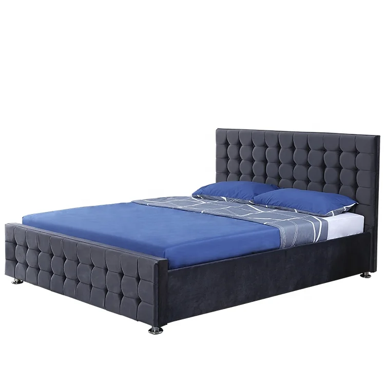 1354G Light luxury tufted designs velvet king size leather bed