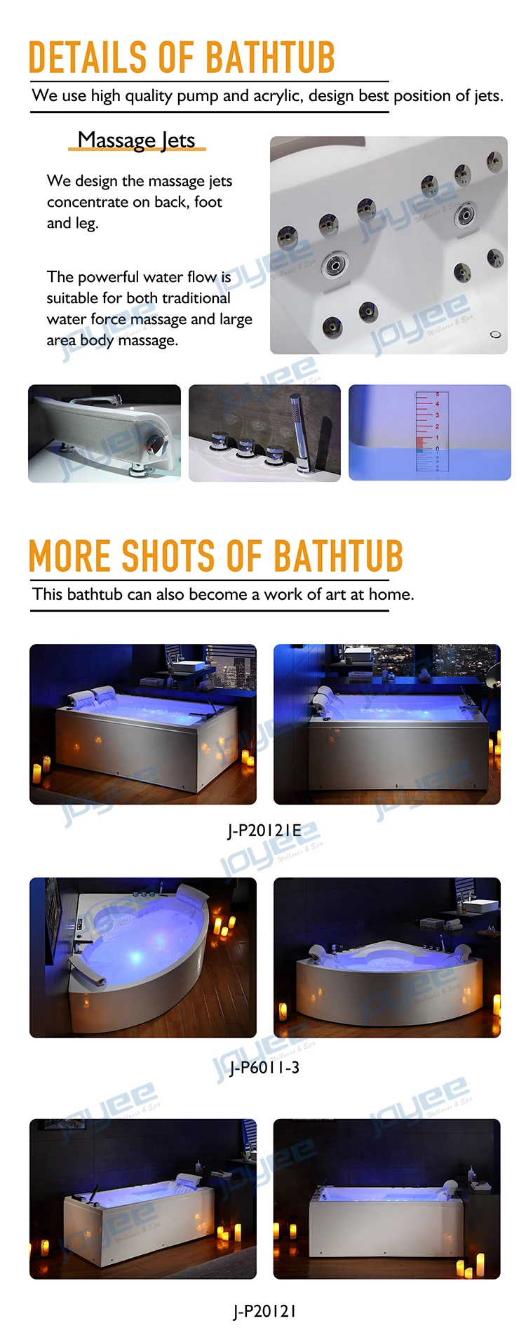 Joyee New Style 2 Person Spa Tub Indoor Jacuzzi Function Whirlpool Neck