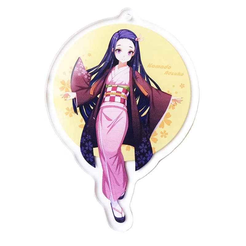 
NO MOQ eco-friendly custom made acrylic keychain holographic anime acrylic charm 