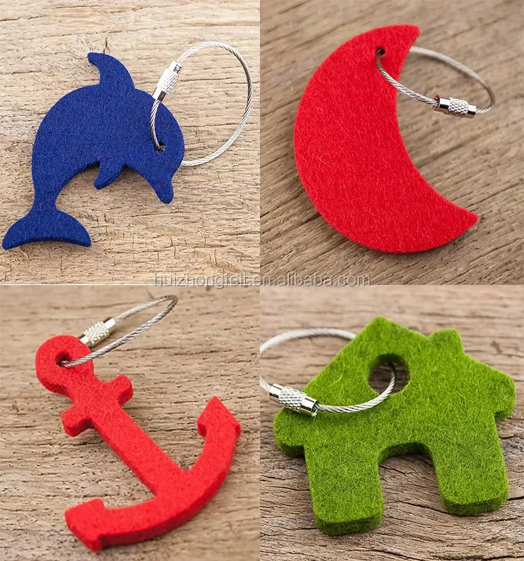 Custom Shape Promotional Printable Felt Key Chain Ring For Advertising