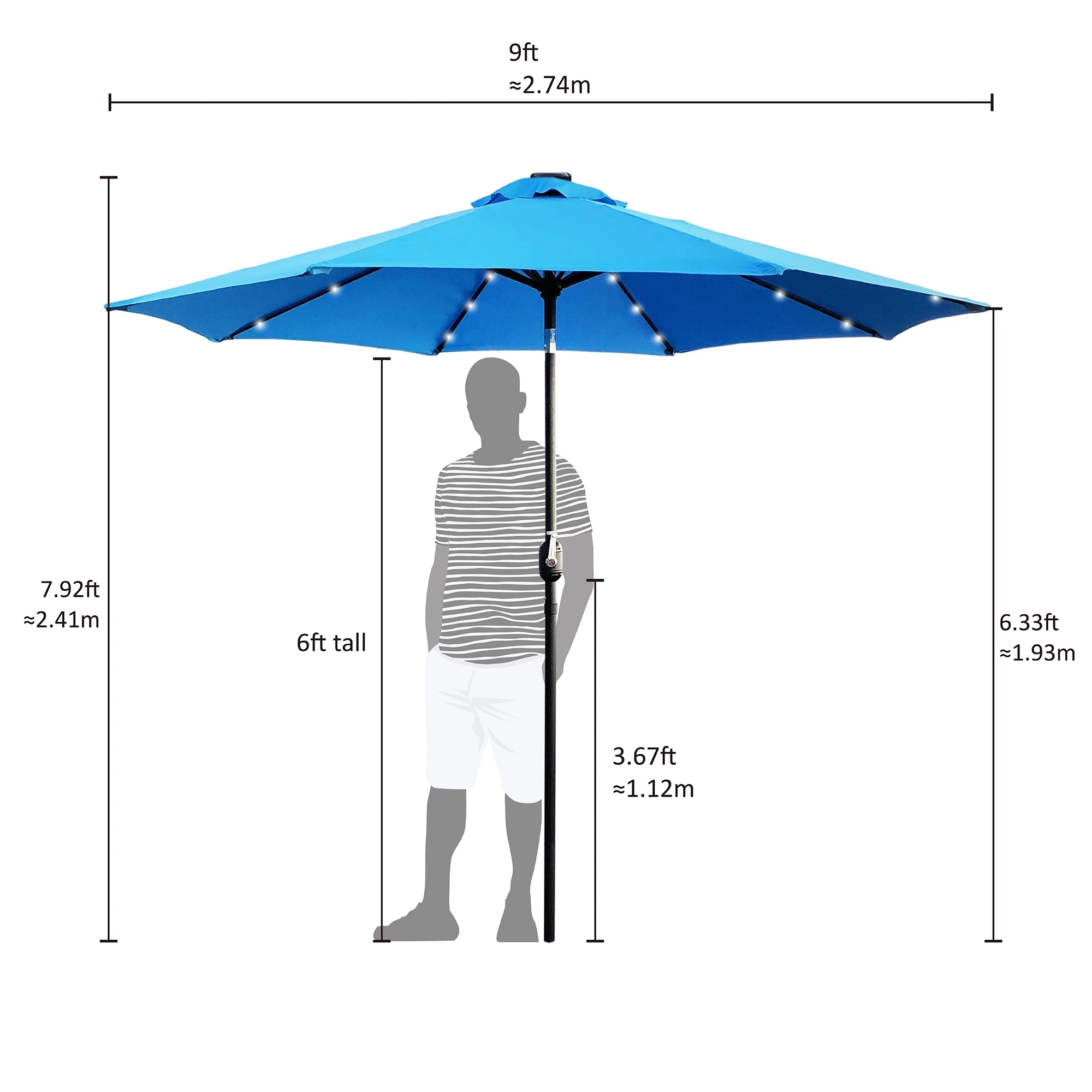 New Design Solar Panel Restaur Umbrella Led Light Garden Umbrellas