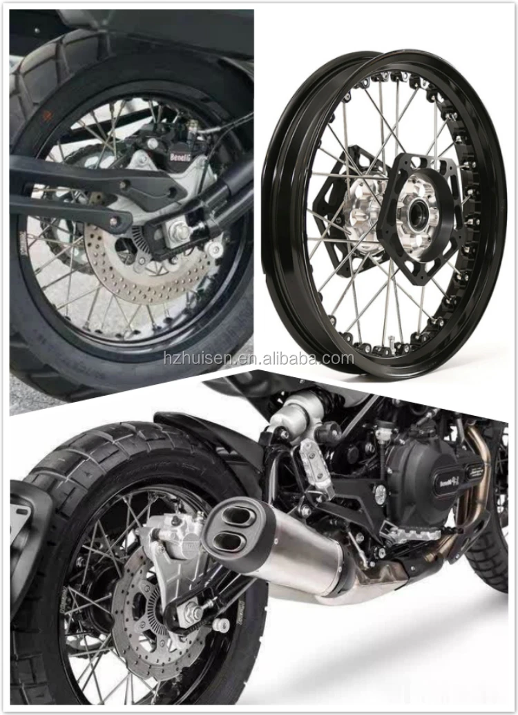 High Performance Motorcycle Wheel Rims Spokes And Nipples Red Color