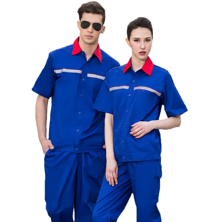 Cheap Short Sleeve Gas Station Uniform Antistatic Coat Car Beauty