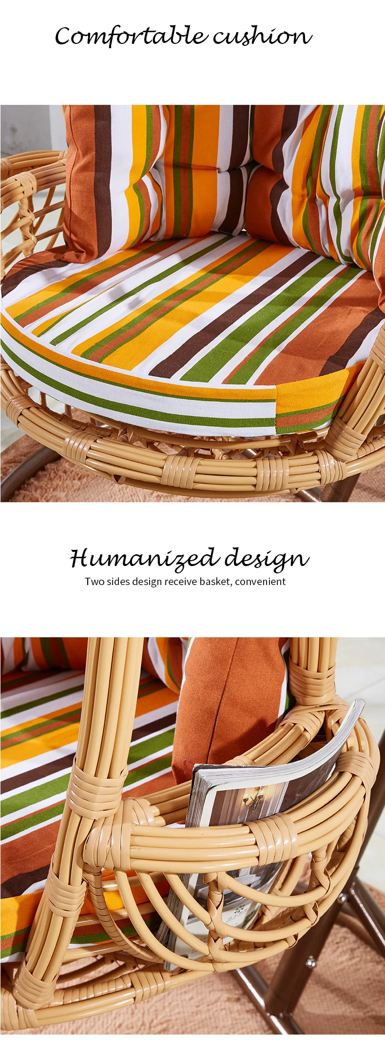 Sing Seat Swing Basket Shape Indoor Hanging Swing Chair Rattan Swing