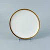 Luxury royal restaurant hotel used wedding party ceramic porcelain golden rim assiette dinner dish plates wholesale