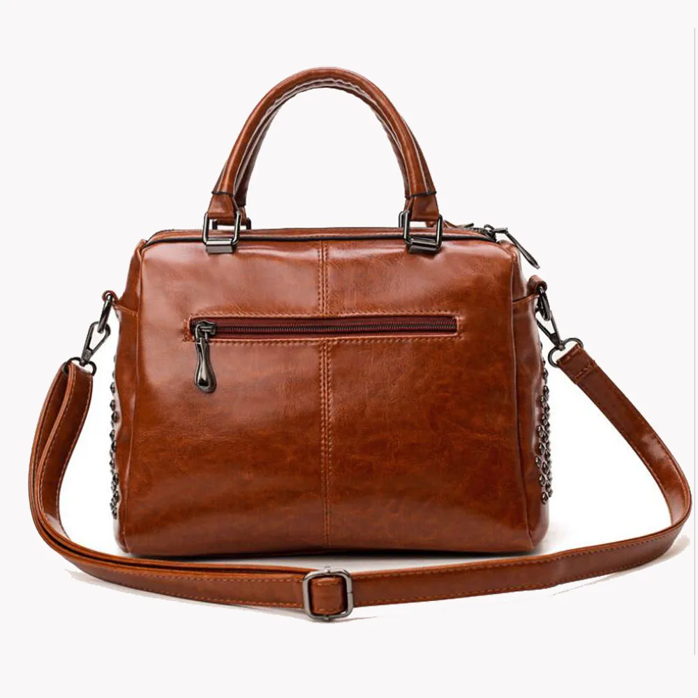 Hot new products for 2020 oil wax leather Women's Bags European and American Retro Handbag Oil Leather Rivet Messenger Bag