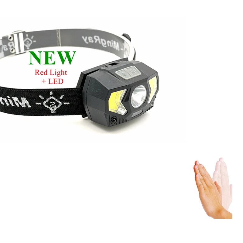 2020 new motion sensor Rechargeable LED headlamp headlight USB with red emergency beam lithium battery included good price