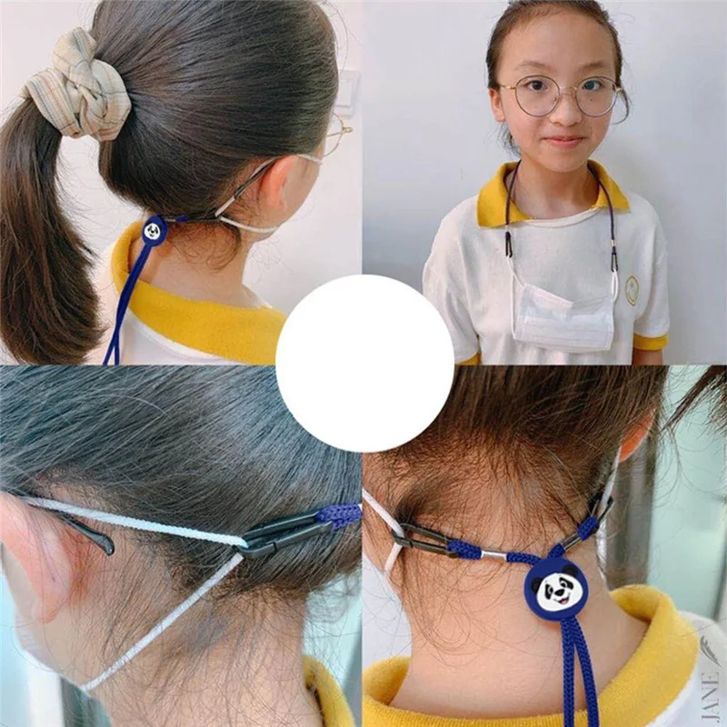 Lanyards for Kids 5 Pack 5 Color Adjustable Length Face Lanyard with Clips On Both Ends The Neck Rest Ear Saver for School Outdoor Sport