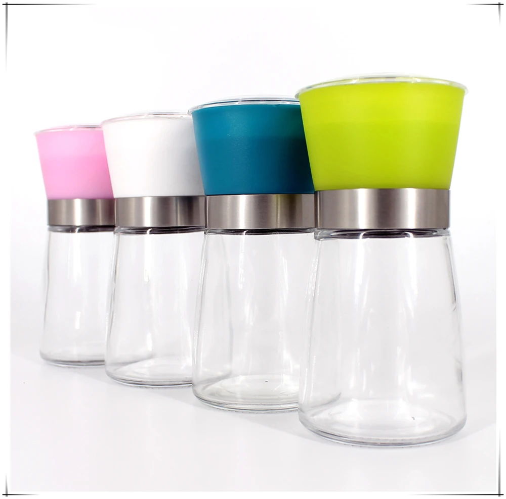 Amazon Hot Glass Bottle Manual Salt And Pepper Mill Grinder Set