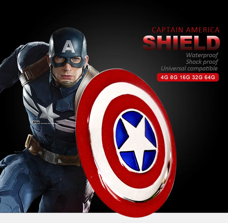 Captain Amerika USB Stick Flash Drive Avengers America 4 GB 8 GB mit Kette 