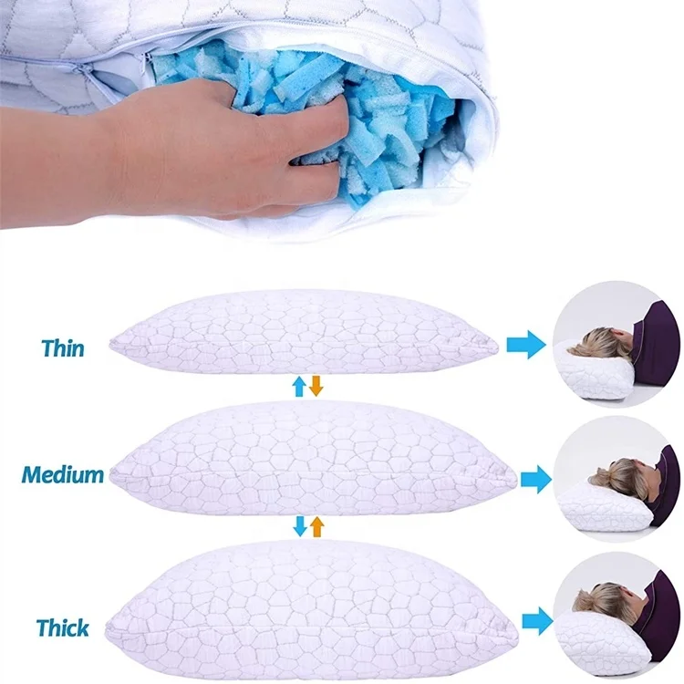 Cooling Bed Adjustable Shredded Memory Foam Pillow For Sleeping