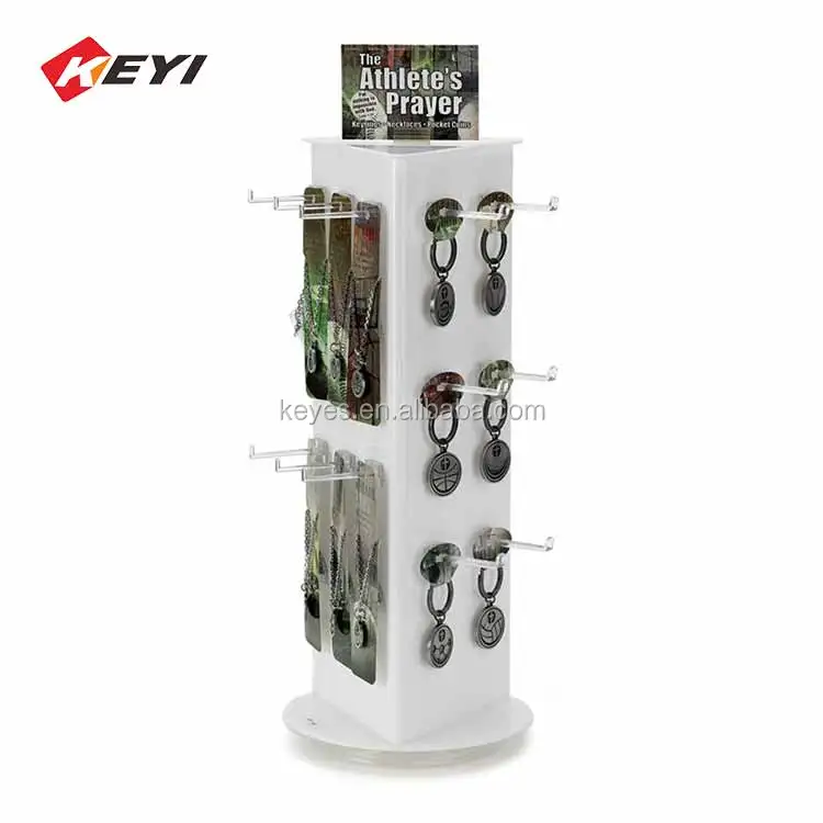 Wholesale Custom 3 Sides Acrylic Rotating Hanging Key Chain Rack