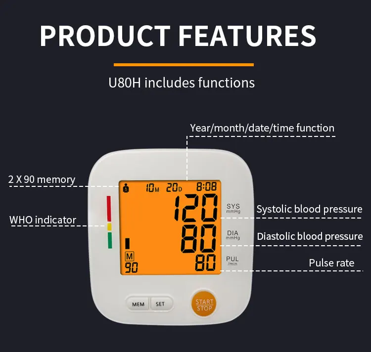 CE Automatic Portable beautiful Medical Devices Professional Household Medical Intelligent Blood Pressure Monitor Arm Type