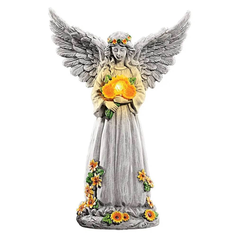 Angel Sunflower Spread Wing Solar Light Garden Statue - Buy Garden ...