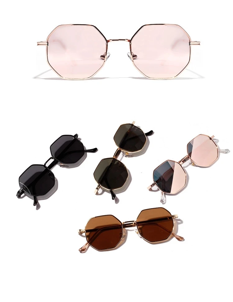 China Retro Small Octagonal Metal Octogon Frame Ladies Sun Glasses ...