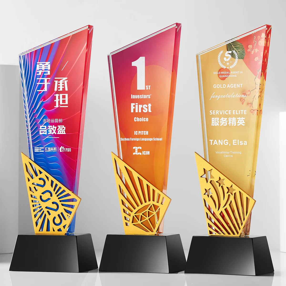 product customized eco friendly metal crystal trophy glass metal awards for trophies medals  plaques wdy 0420-5