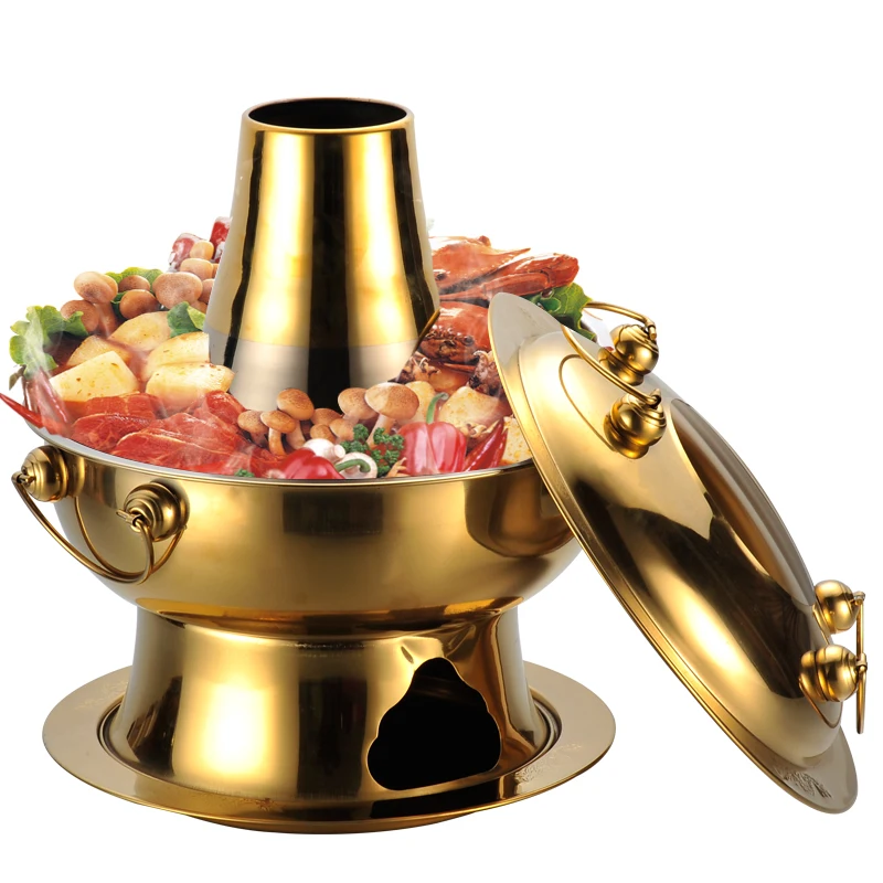 Chinese Fondue Lamb Chinese Charcoal hotpot Outdoor Cooker Picnic Cooker acw 1.8 Liters Stainless Steel Hot Pot 