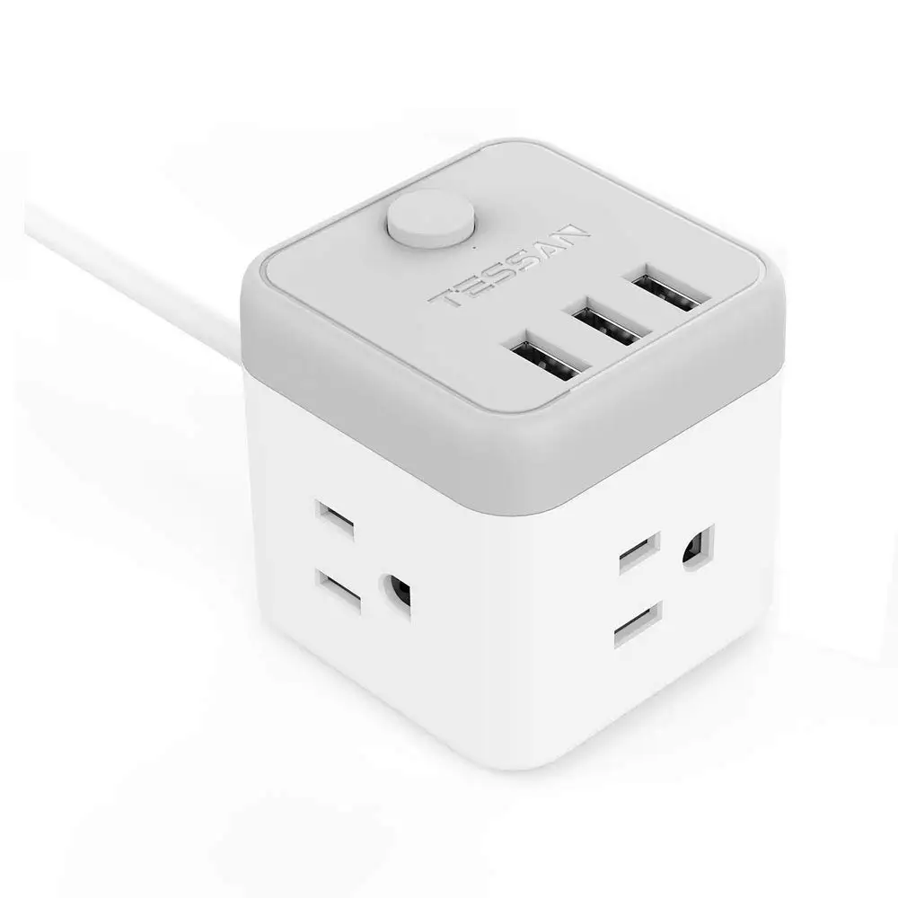 Tessan Socket Portable Cube Power Strip Scket With 3 USB Outlets