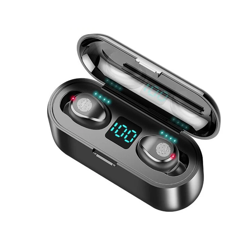 

F9 Audifonos Led Display Waterproof Earbuds Headphone Wireless Earphones Auriculares F9 Tws With 2000Mah Power Headset, Black white