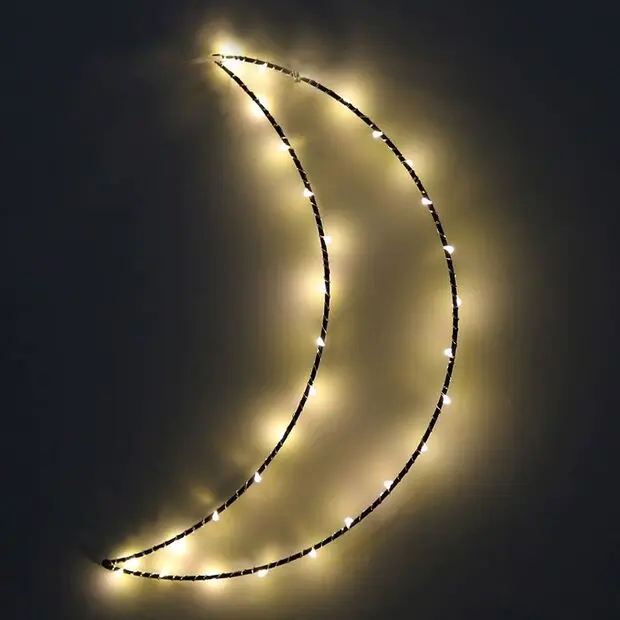 copper wire led light moon shape iron art led lamp for home festival decoration