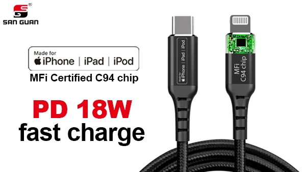 Mfi Certified Lightning Cable Pd 18W C94 Chip Usb Type C To Lightning Cable Fast Charging For Iphone 12 Ipod Ipad - ANKUX.COM